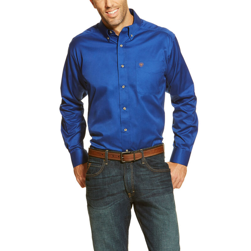 Ariat Western: Solid Twill Classic Fit Camisa Hombre - Azules (AEGCL8420)